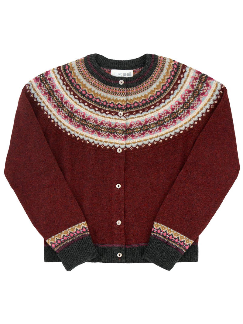 Merino Lambswool Alpine Cardigan - Potpourri Red