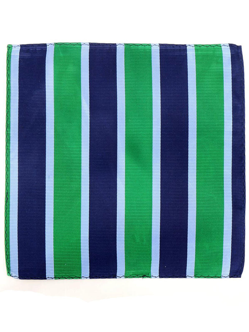 Bold Green & Blue Stripe Vintage Style Pocket Square