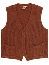 1940s Style Rufus Knitted Waistcoat in Russet