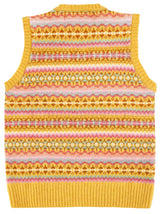 Pure Scottish Wool Fairisle Knit Tank Top in Gala Yellow