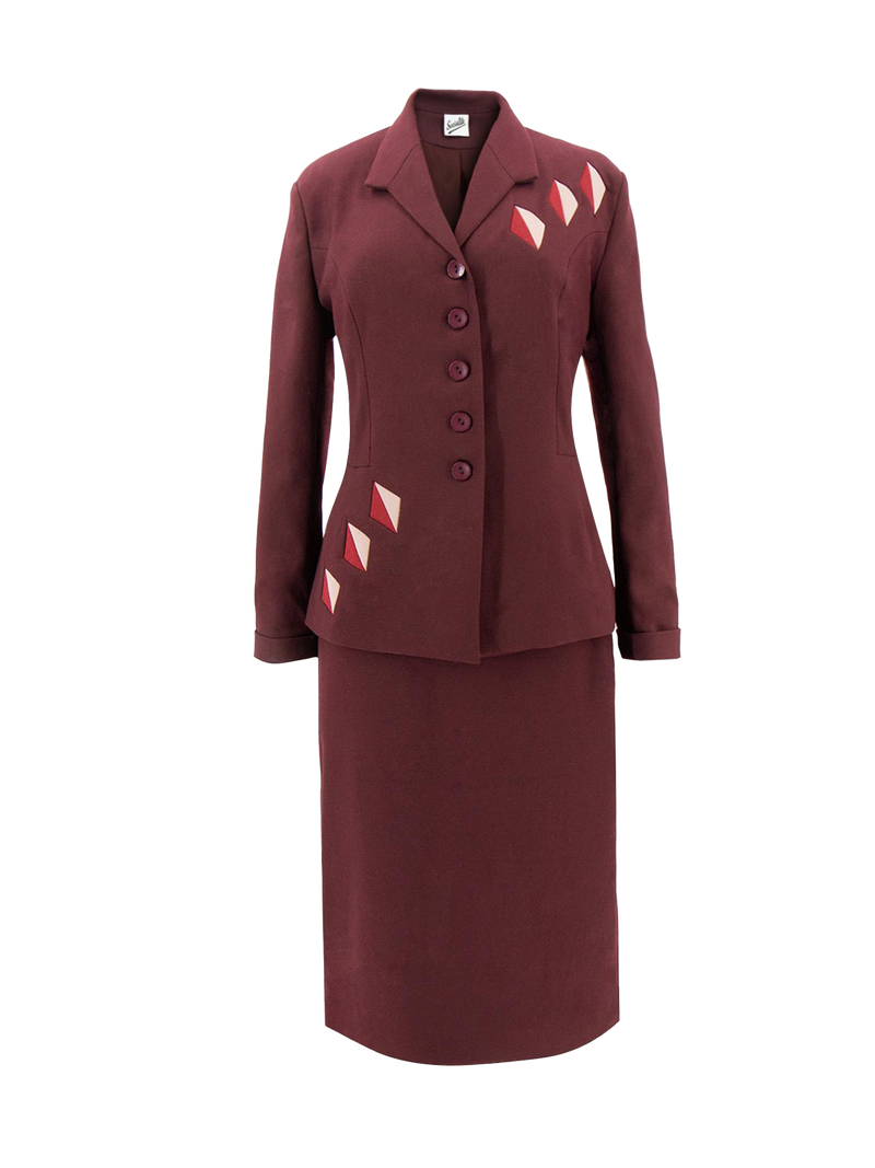 1940s Red Pencil Skirt Suit 1940s Vintage Majestic Skirt Suit In