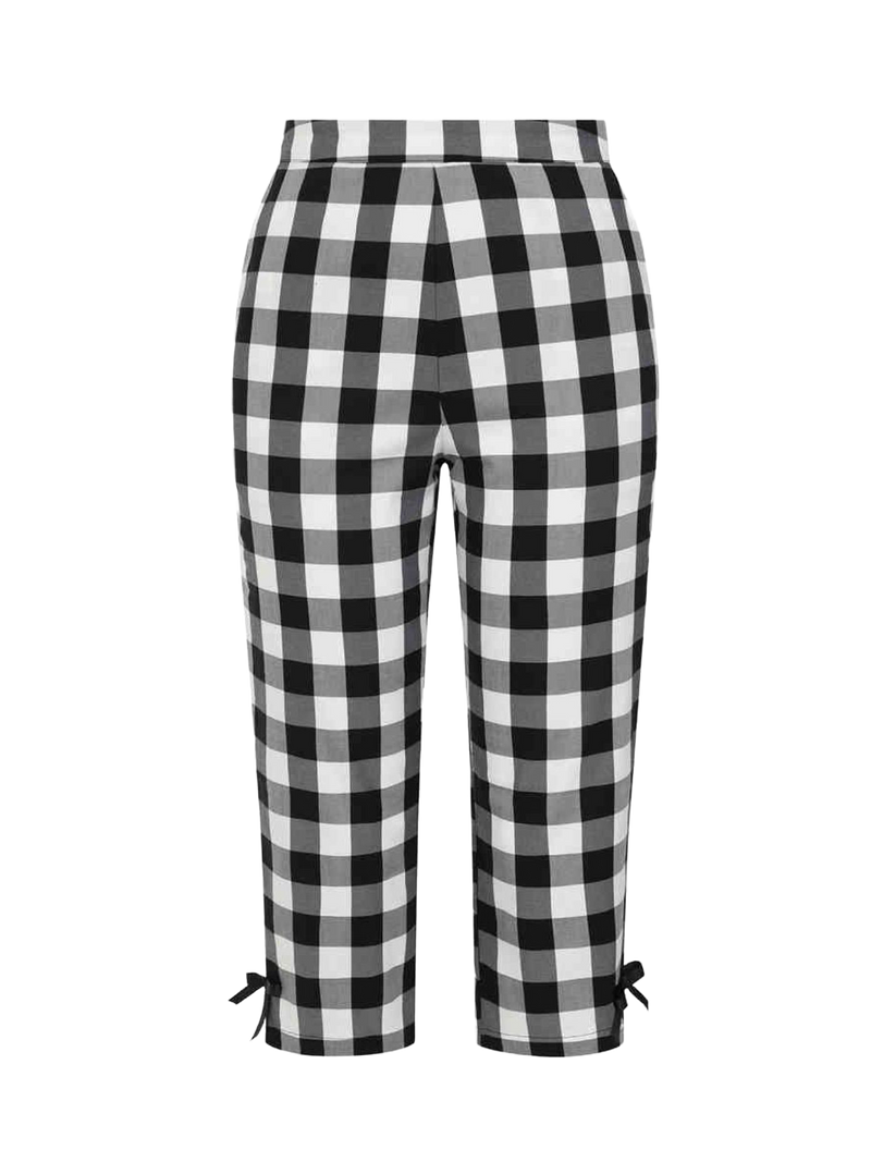 1950s Style Monochrome Gingham Capri Pants