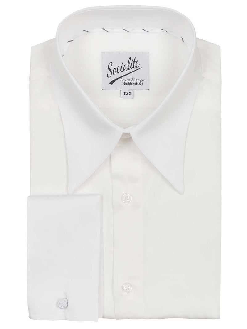 Pearl White Socialite Deluxe Spearpoint Collar Shirt