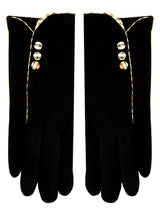 Tartan Trim Black Vintage Style Winter Gloves