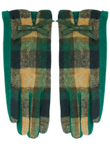 Vintage Style Green Check Winter Gloves