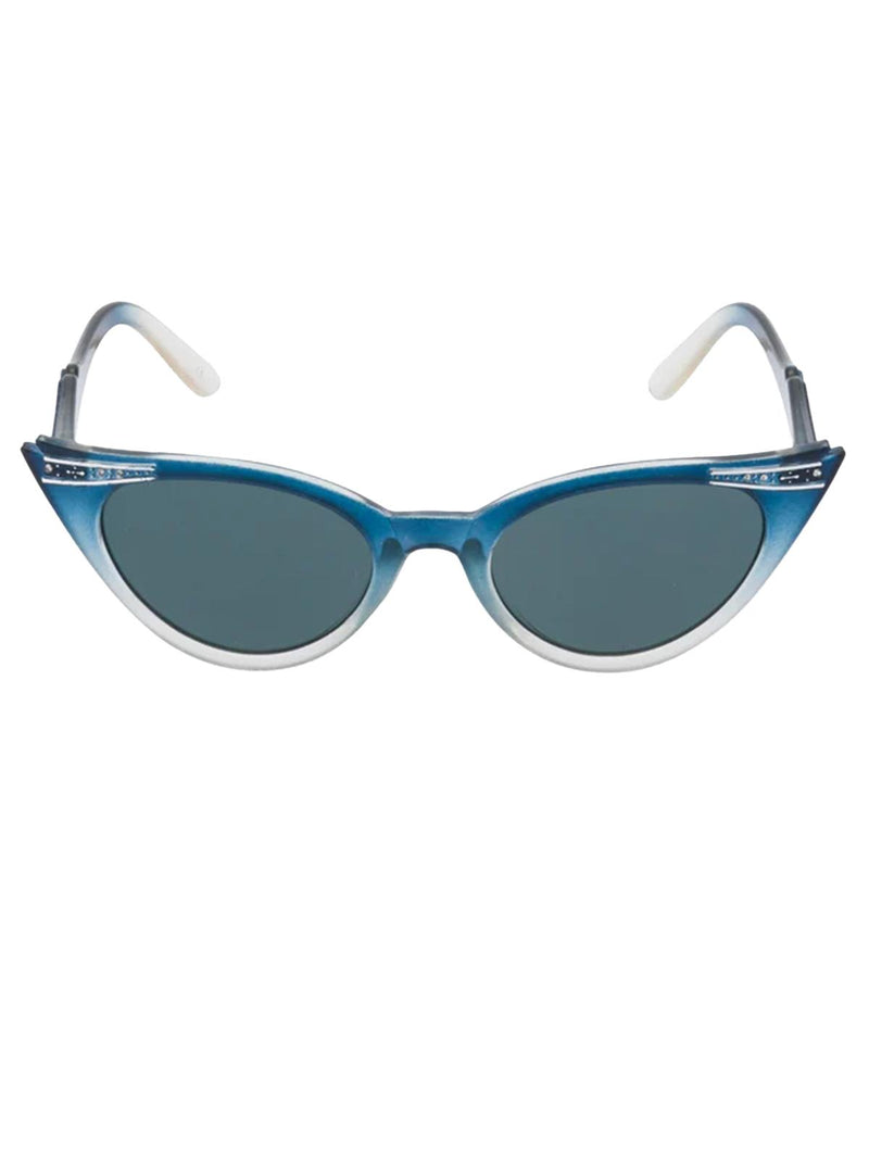 1950s Vintage Style Winged Catseye Sunglasses Tonal Blue