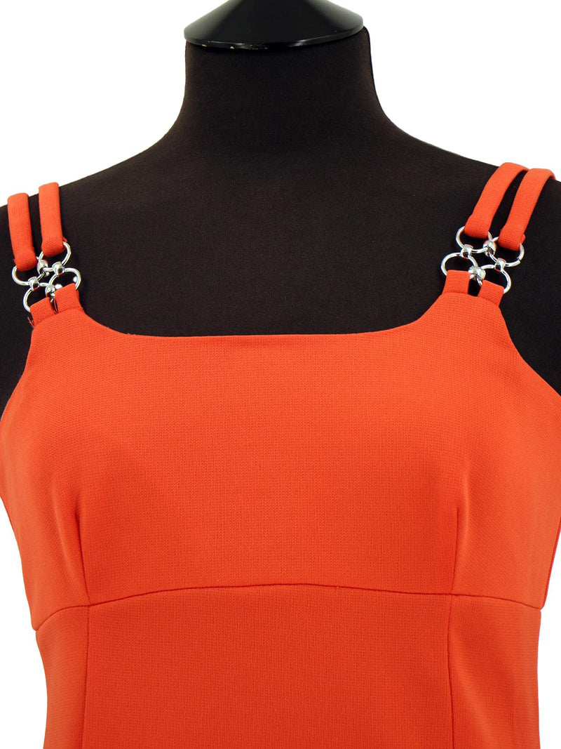 Orange 1970s Vintage Maxi Dress with Silver Details