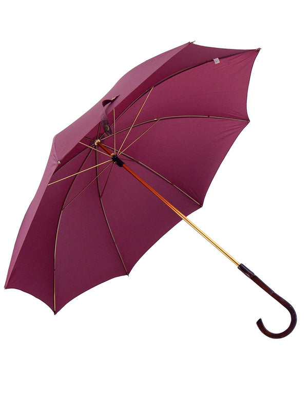 Gents Vintage Style Crook Handle Umbrella - Maroon