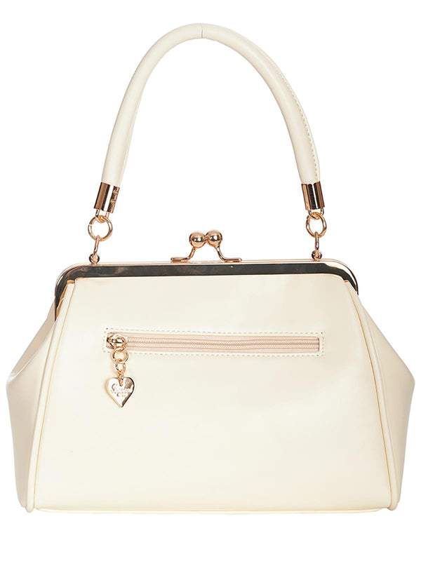 Retro Cream Small Bow Decor Handbag