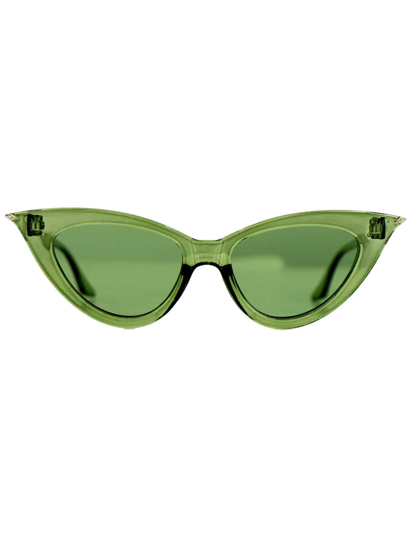 Green Diamond Tip Catseye Vintage Style Sunglasses
