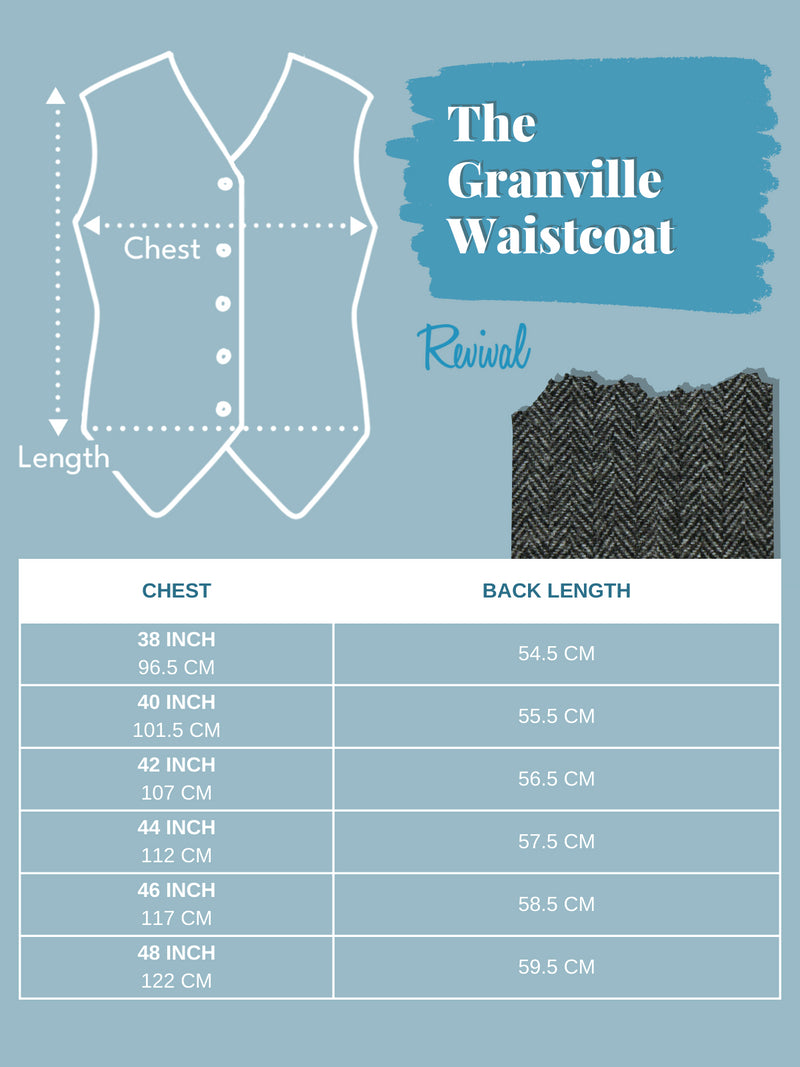 1940s Vintage Granville Herringbone Wool Waistcoat in Grey