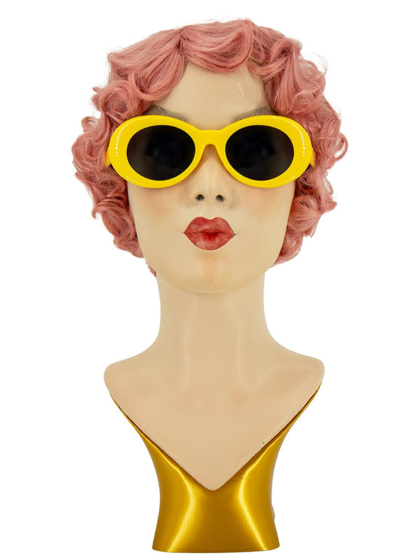 1960s Mod Style Yellow Oval Sunglasses