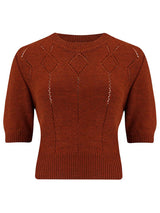Cinnamon Orange Vintage Style Cropped Diamond Knit
