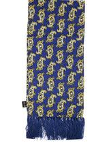 Cobalt Blue Silk Paisley Aviator Scarf