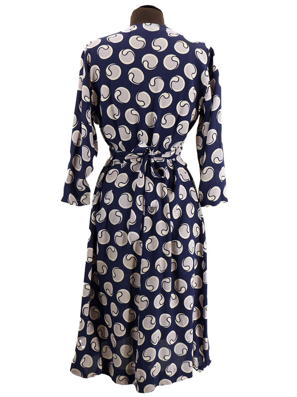 1940s Navy Blue Spot Vintage Dress