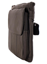 Black Leather Men's Vintage Style Panelled Crossbody Bag