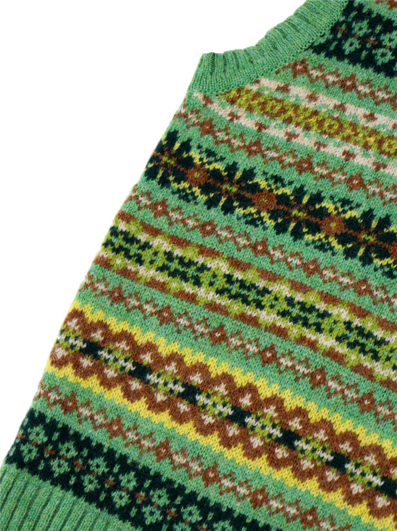 Scottish Wool Short Fairisle Tank Top in Fern Green