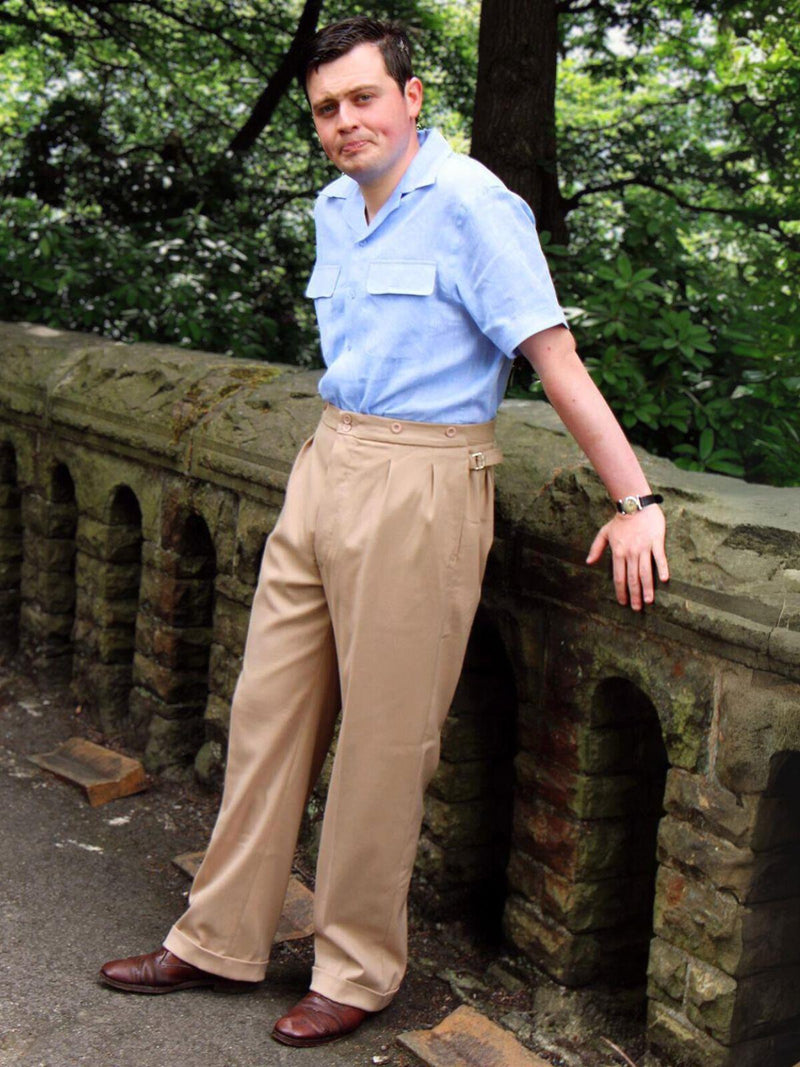 Midcentury Vintage Edwin High Waist Trousers in Caramac Beige