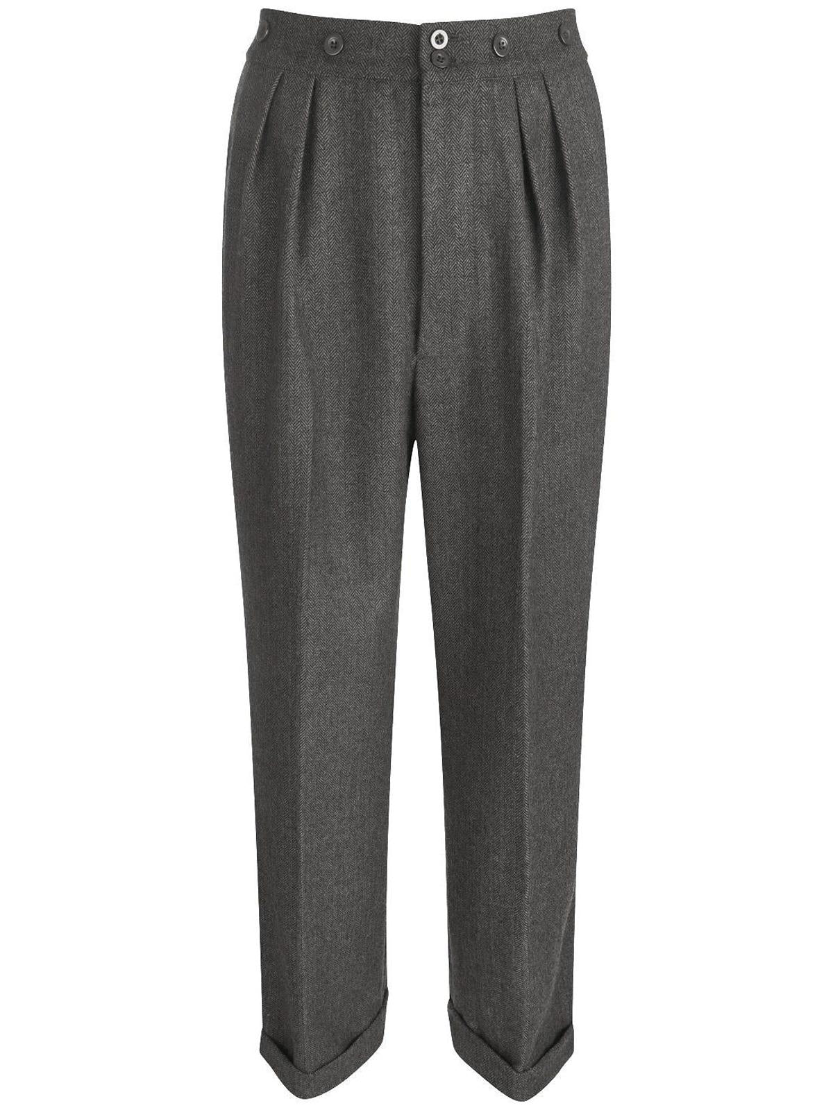 1940s Vintage Granville Herringbone Wool Bag Trousers in Grey ...