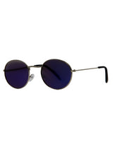 Retro Silver and Indigo Round Frame Sunglasses