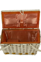 Compact White Vintage Musical Basket Bag