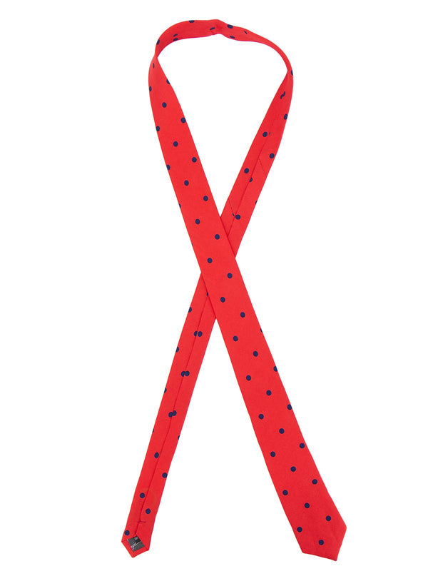 Red & Navy Blue Spot Silk Slim Tie