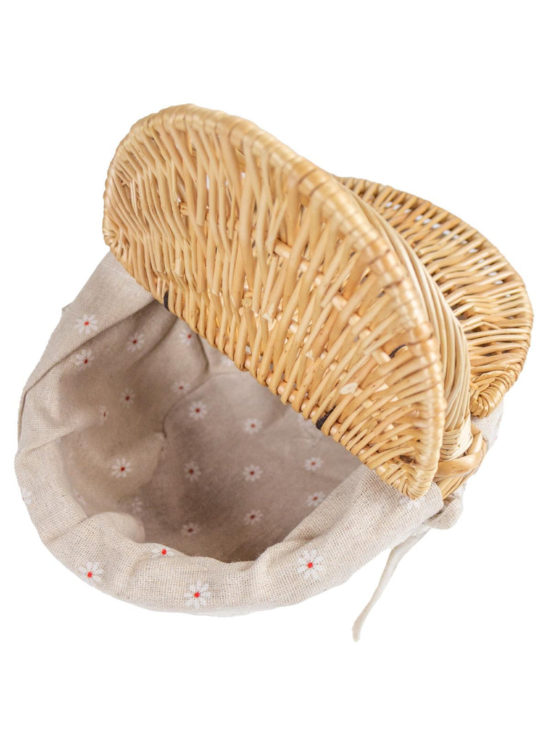 Natural Wicker Retro Basket Bag With Lid