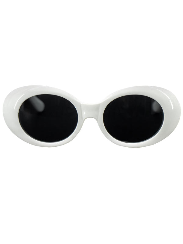 White 60s Style Oval Mod Sunglasses