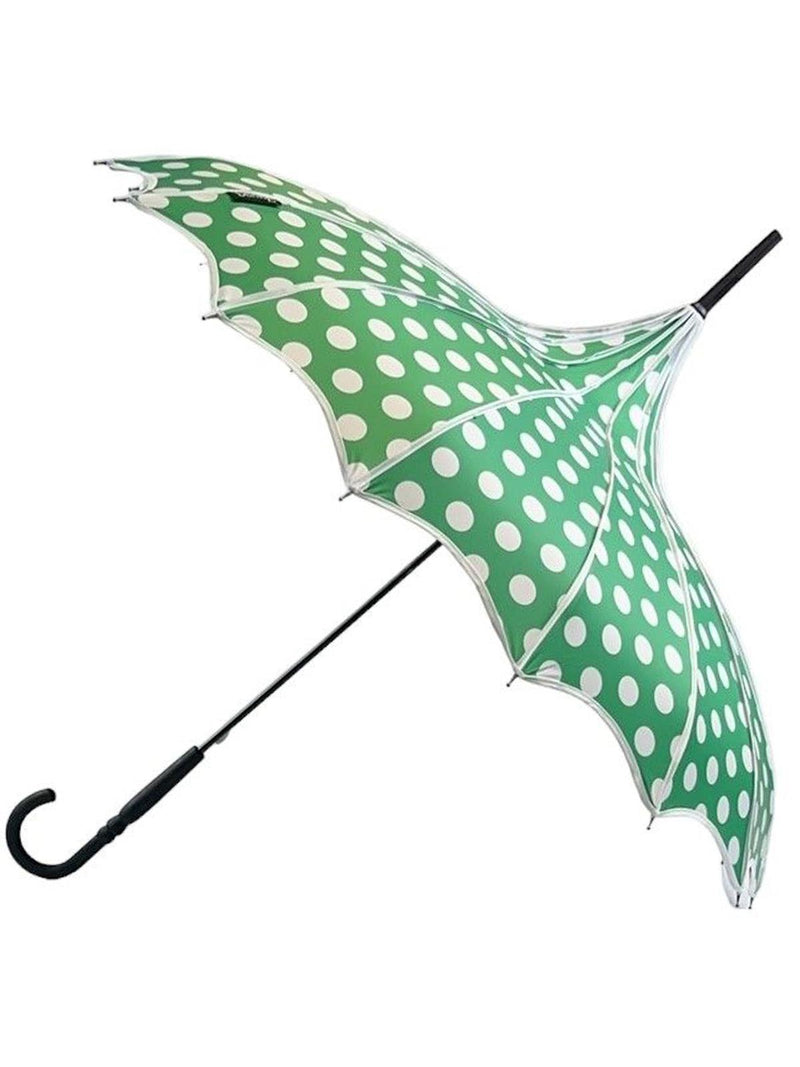 Green Polka Dot Vintage Pagoda Style Umbrella