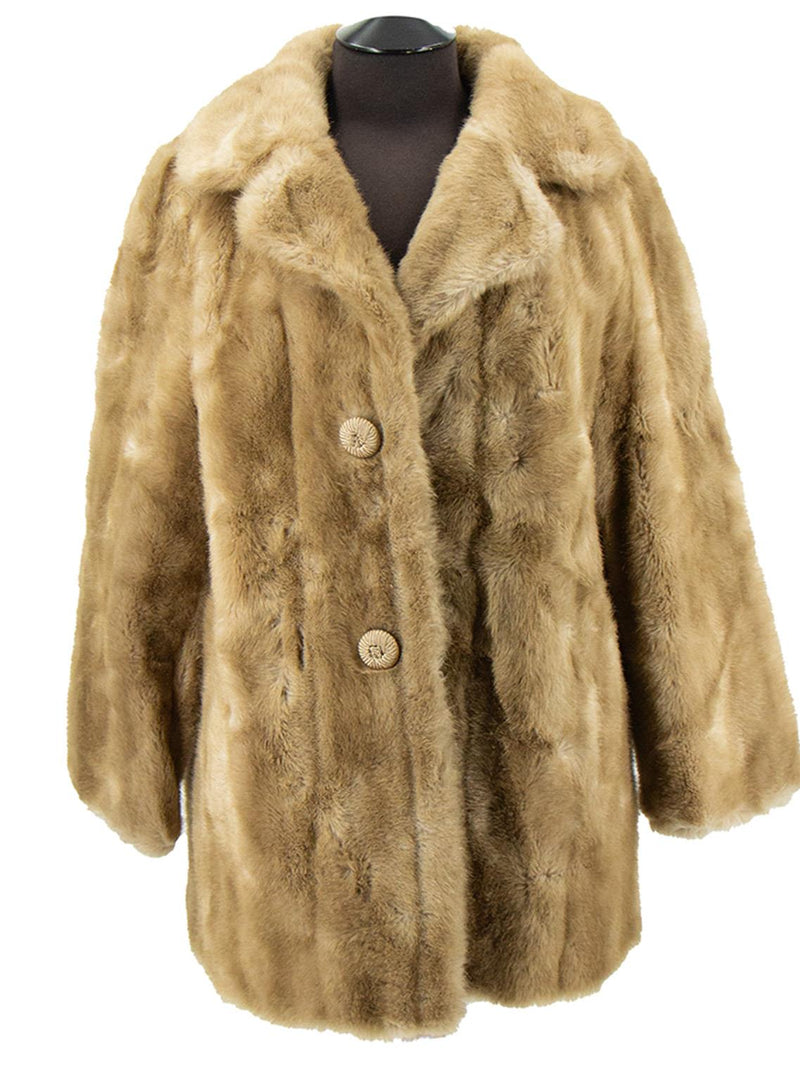 True Vintage Taupe Faux Fur Coat