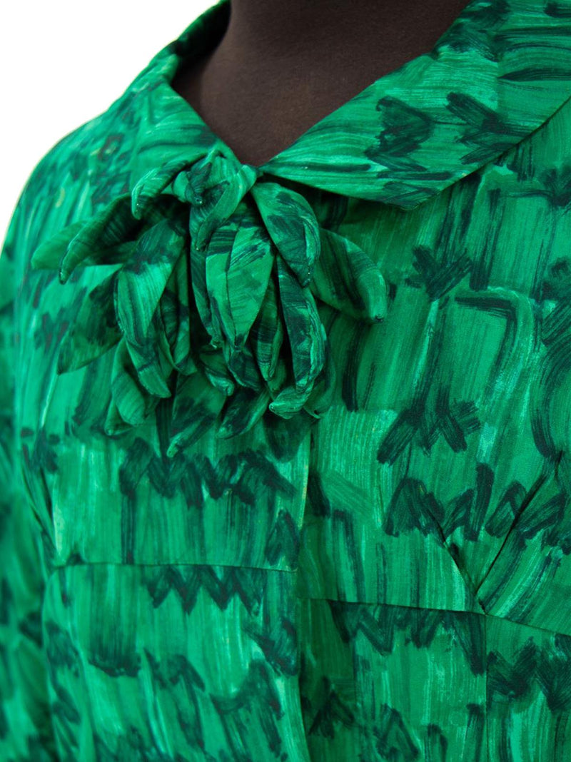 Bright Green Patterned 1960s Vintage Suit
