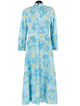 Blue Floral Vintage 1970s Maxi Dress