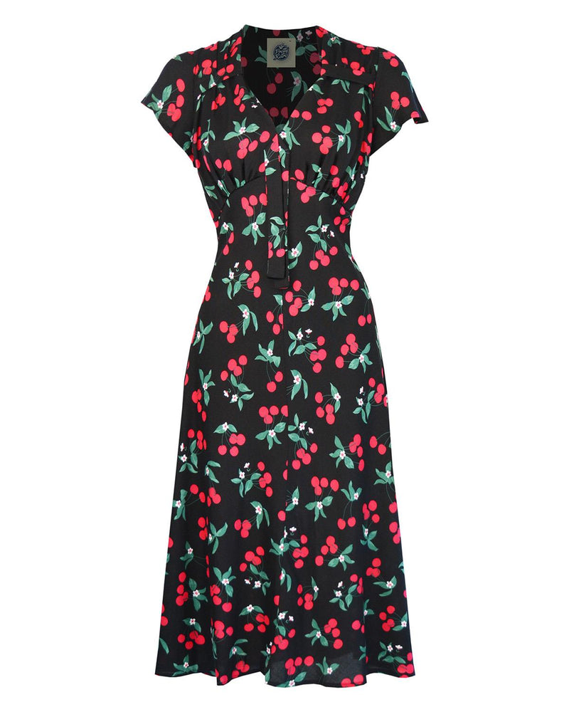 Vintage Style Cherry Print Tea Dress