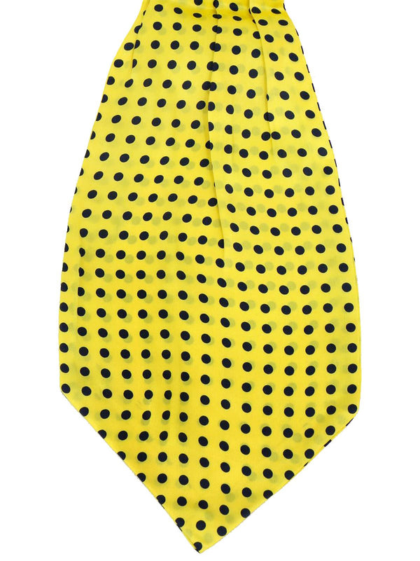 Yellow Polka Dot Pure Silk Vintage Style Cravat