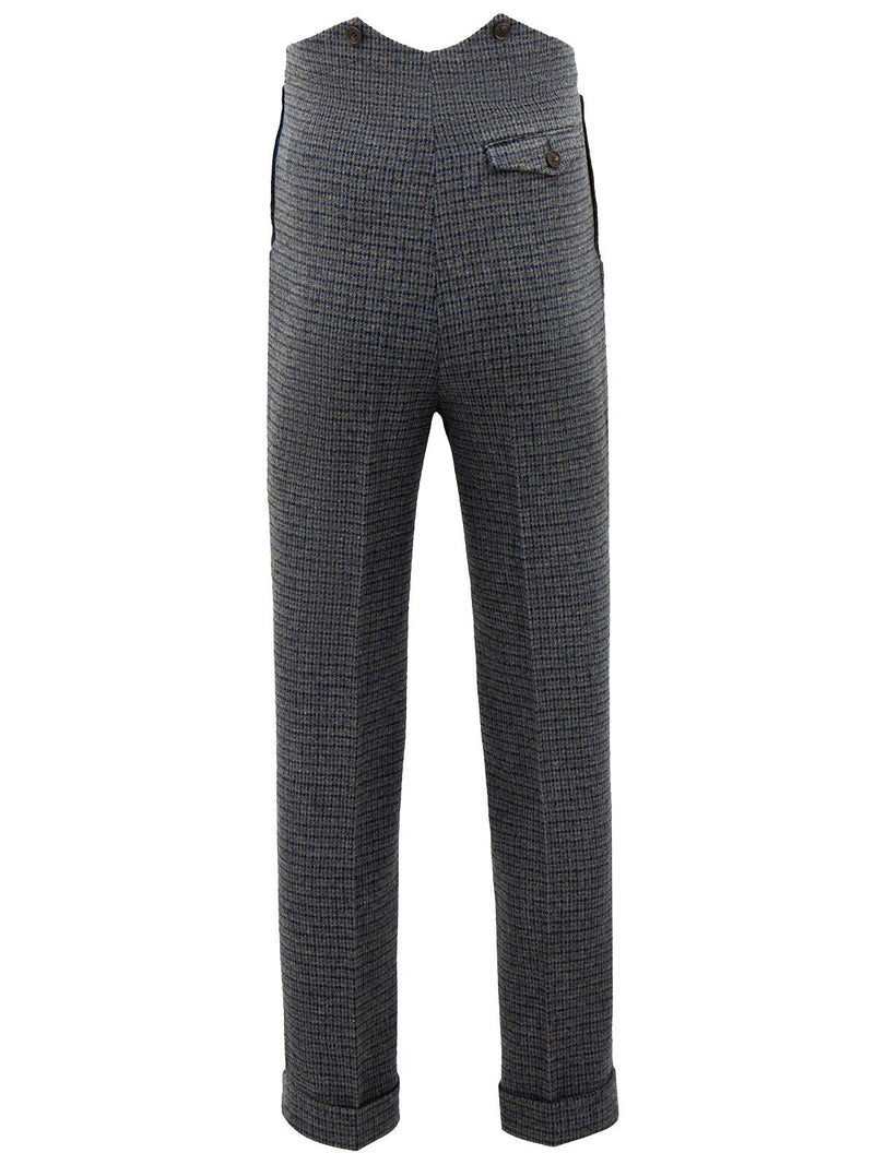 Socialite Countryman Tweed Wool Fishtail Trousers - Shingle Blue