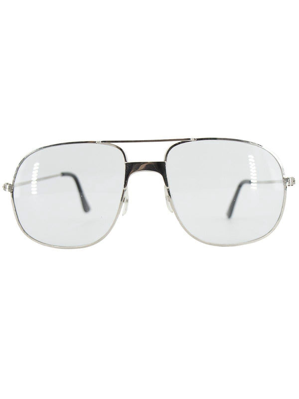 Original Vintage Oversize 70s Silver Frame Grey Lens Glasses