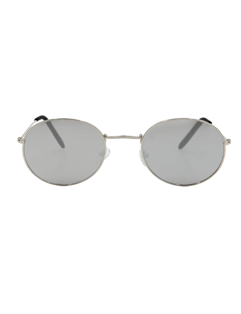 Retro Silver and Grey Round Frame Sunglasses