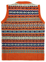 Scottish Wool Short Fairisle Knit Tank Top in Jaffa Orange