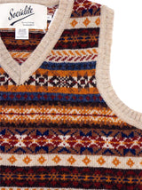 Forties Vintage Scottish Wool Fairisle Tank Top in Ginger Beige