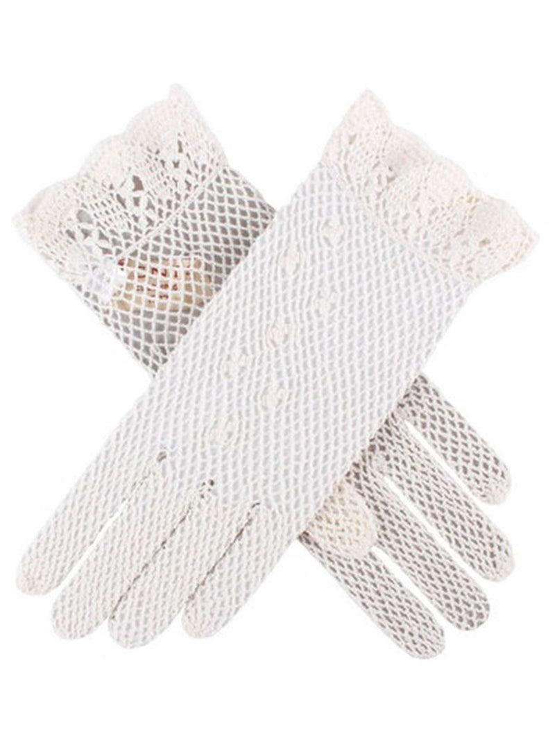 1940s Vintage Style Ivory Mesh Crochet Gloves