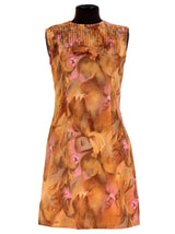 Sixties Vintage Brown Abstract Print Shift Dress