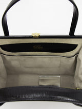 1960s Black Vinyl Handbag With Buckle Trim