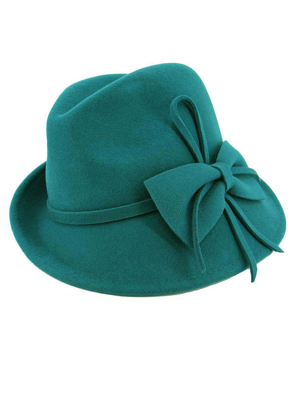 Vintage Style Teal Green Wool Felt 1940s Trilby Hat