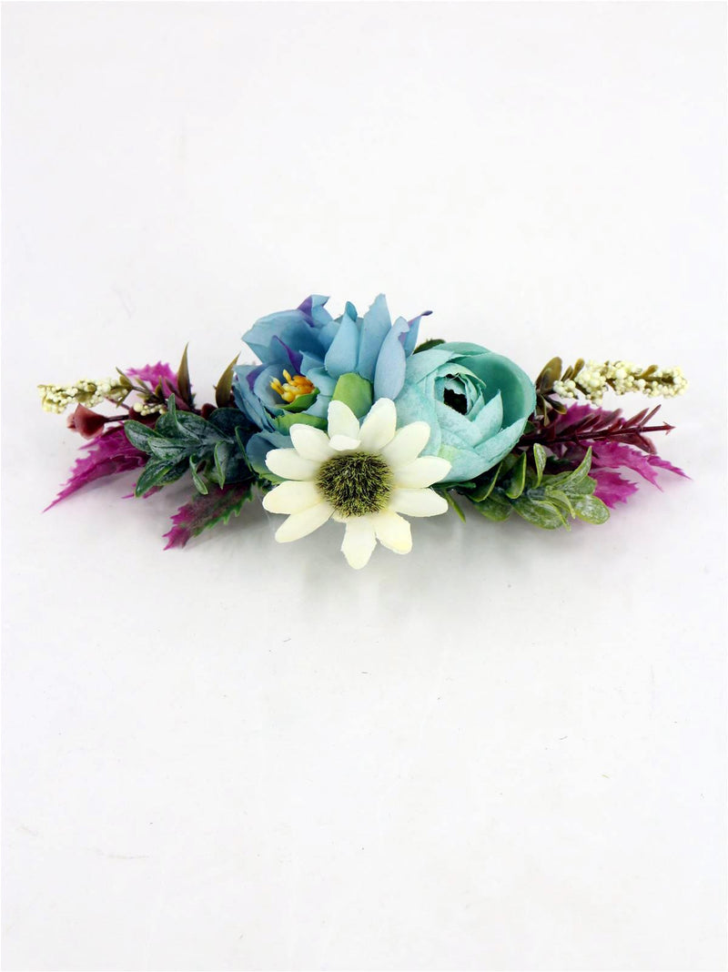 Blue & Purple Vintage Style Hair Flower Comb