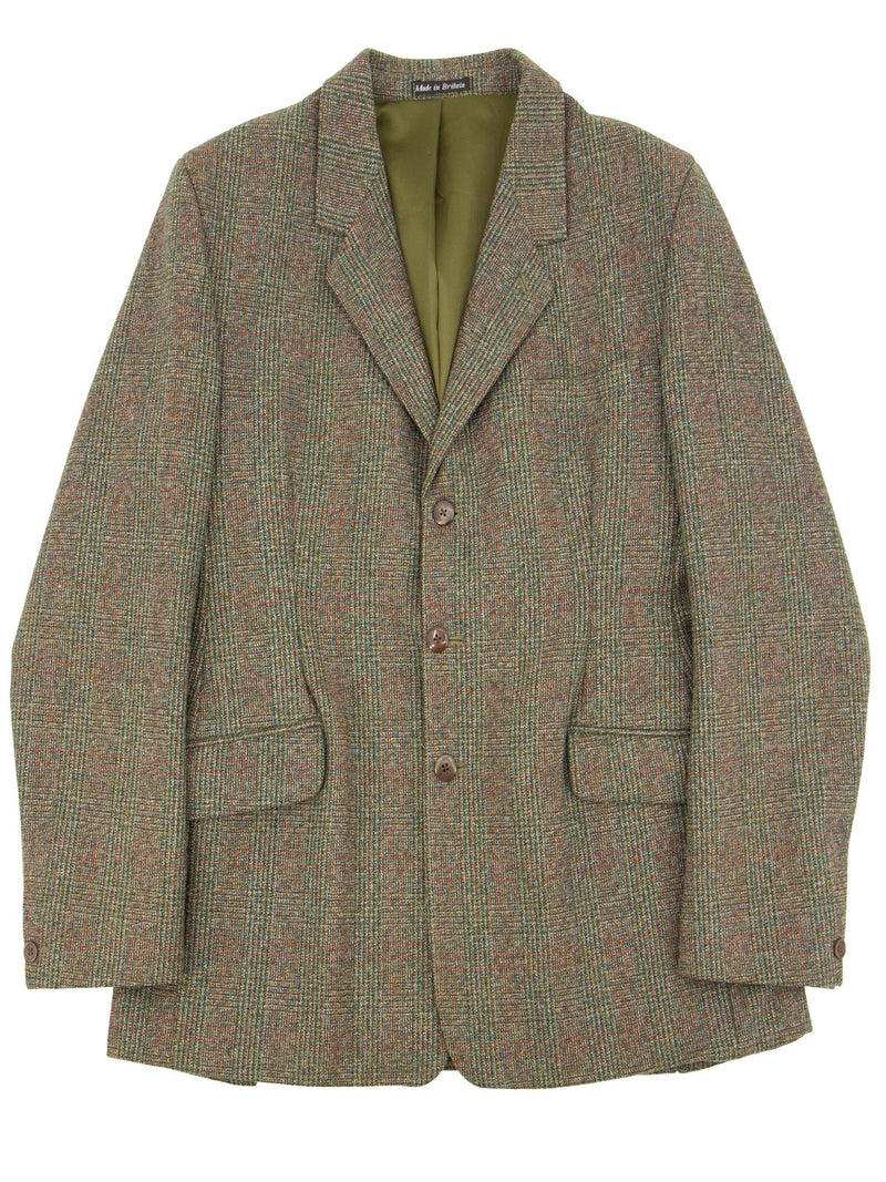 Vintage Check Wool Tweed Jacket With Sports Back