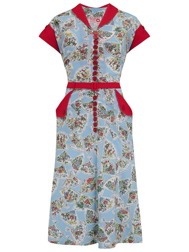 Vintage Style Pagoda Buttoned Day Dress