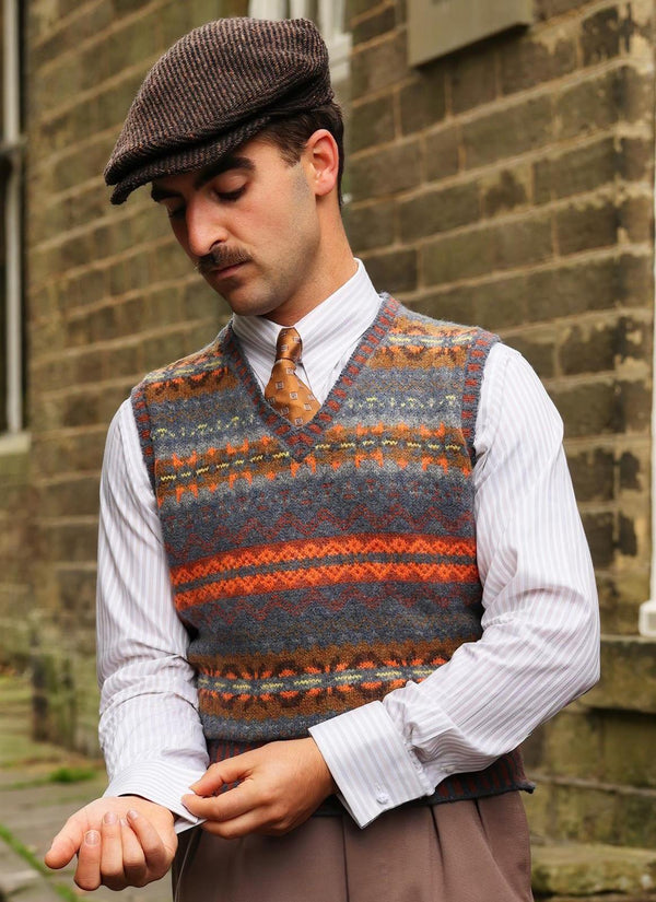 Vintage Style Brown & Black Newsboy Cap