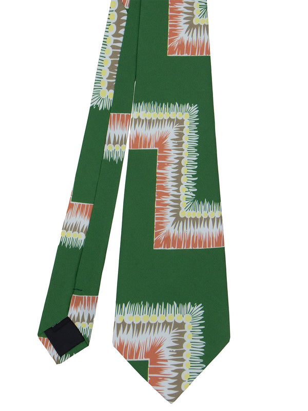 Vintage Style Premium Silk Swing Tie - Green Abstract