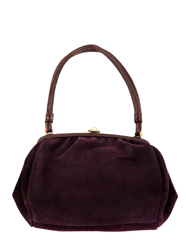 Vintage 1960s Small Purple Suede Handbag