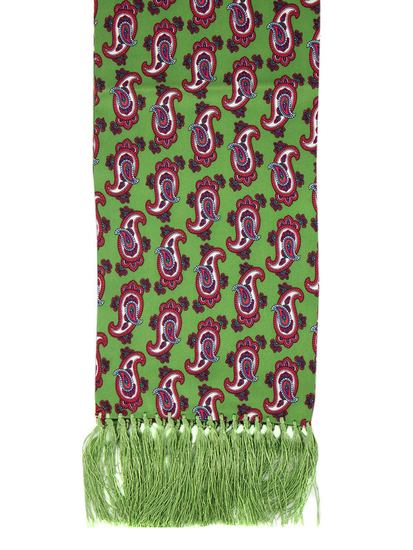 Green 100% Silk Paisley Aviator Scarf